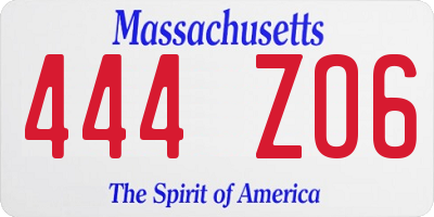 MA license plate 444ZO6