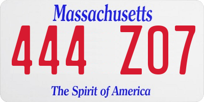 MA license plate 444ZO7