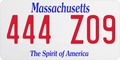 MA license plate 444ZO9