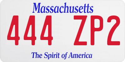 MA license plate 444ZP2