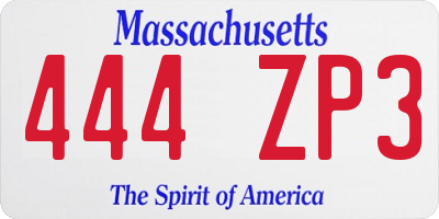 MA license plate 444ZP3