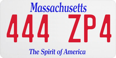 MA license plate 444ZP4