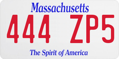 MA license plate 444ZP5