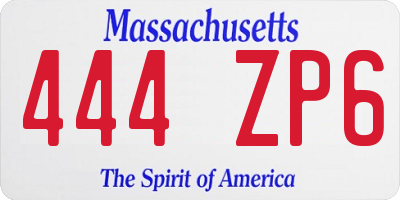 MA license plate 444ZP6