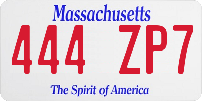 MA license plate 444ZP7