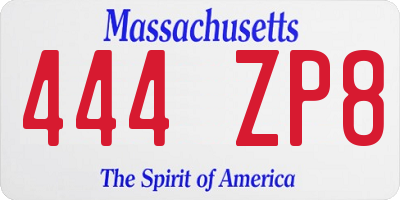 MA license plate 444ZP8