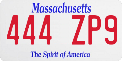 MA license plate 444ZP9