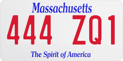 MA license plate 444ZQ1