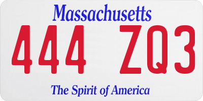 MA license plate 444ZQ3