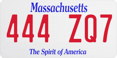 MA license plate 444ZQ7