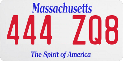 MA license plate 444ZQ8