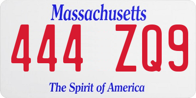 MA license plate 444ZQ9