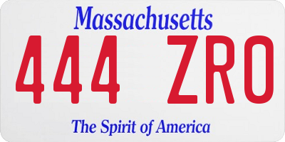 MA license plate 444ZR0
