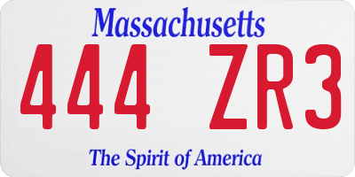 MA license plate 444ZR3