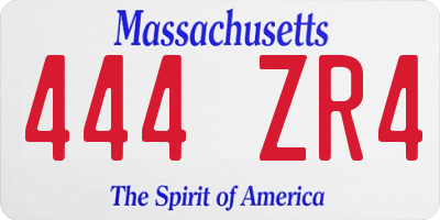 MA license plate 444ZR4