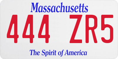 MA license plate 444ZR5