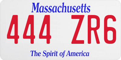MA license plate 444ZR6