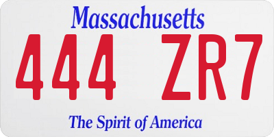MA license plate 444ZR7