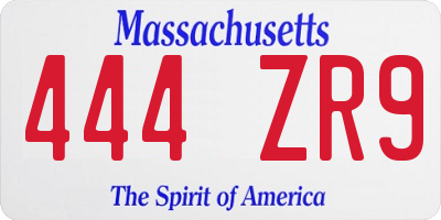MA license plate 444ZR9