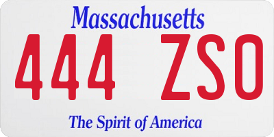 MA license plate 444ZS0