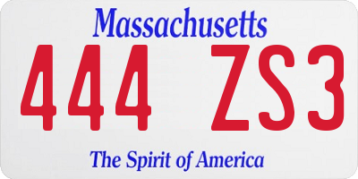 MA license plate 444ZS3