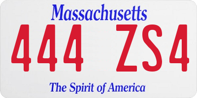 MA license plate 444ZS4