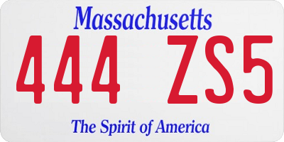 MA license plate 444ZS5