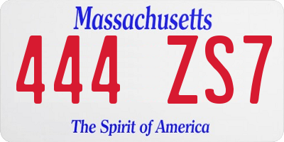 MA license plate 444ZS7
