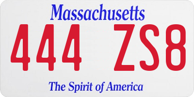 MA license plate 444ZS8