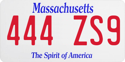 MA license plate 444ZS9
