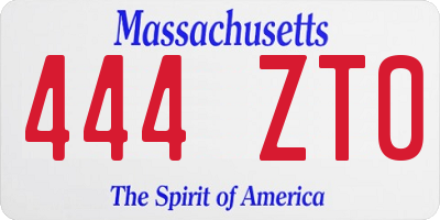 MA license plate 444ZT0