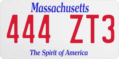 MA license plate 444ZT3