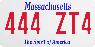 MA license plate 444ZT4