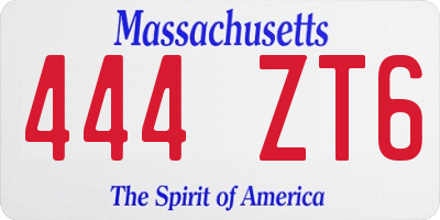 MA license plate 444ZT6