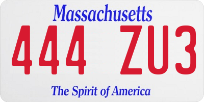 MA license plate 444ZU3