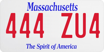MA license plate 444ZU4