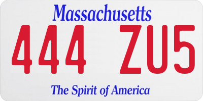 MA license plate 444ZU5