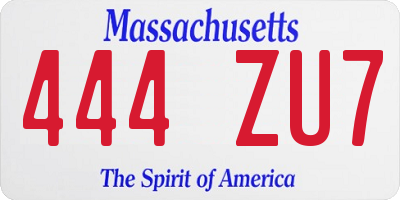 MA license plate 444ZU7