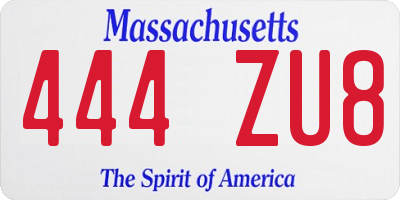 MA license plate 444ZU8