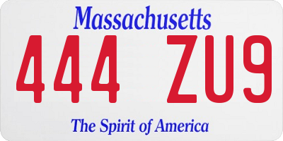 MA license plate 444ZU9