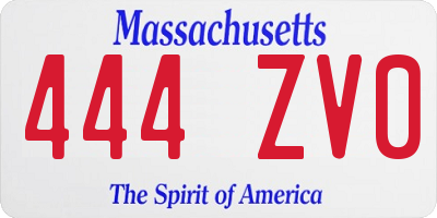 MA license plate 444ZV0