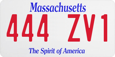 MA license plate 444ZV1