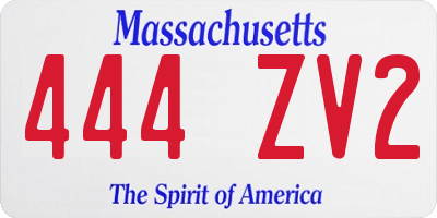 MA license plate 444ZV2