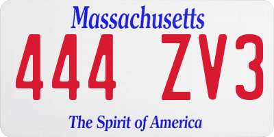 MA license plate 444ZV3