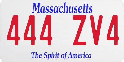 MA license plate 444ZV4