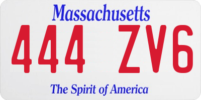 MA license plate 444ZV6