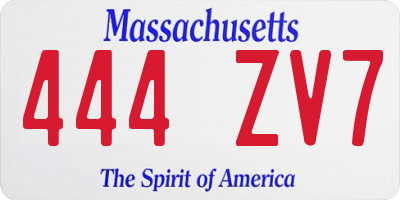 MA license plate 444ZV7