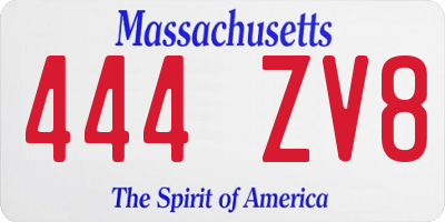 MA license plate 444ZV8