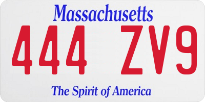 MA license plate 444ZV9