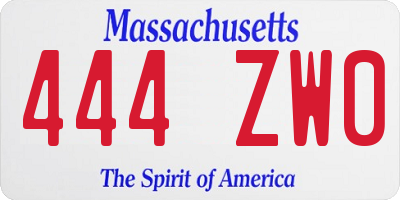 MA license plate 444ZW0